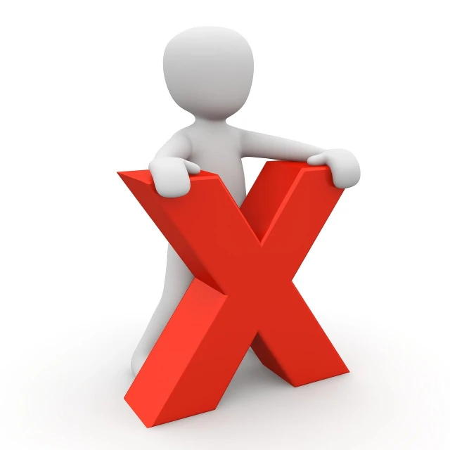 a person holding a red x in front of a white background, a stock photo, excessivism, merged character, sitting in ten forward, roman numerals, xqcow