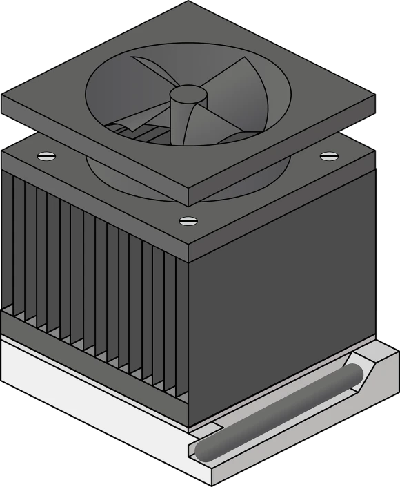 an air conditioner with a fan on top of it, by Andrei Kolkoutine, deviantart, cpu, -step 50, block head, clipart