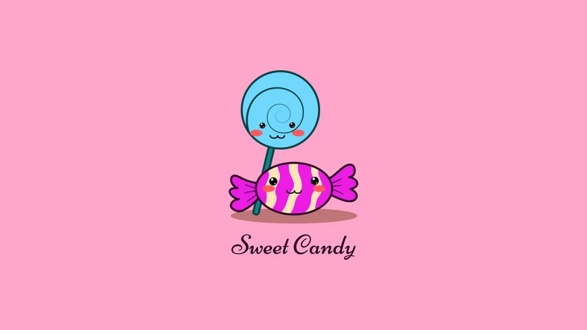 a close up of a candy on a pink background, a pastel, tumblr, pop art, mascot illustration, on simple background, cute and lovely, sandra