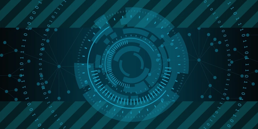 a close up of a clock on a black and blue background, digital art, shutterstock, digital art, blueprint of spaceship, background image, concentric circles, attack vector