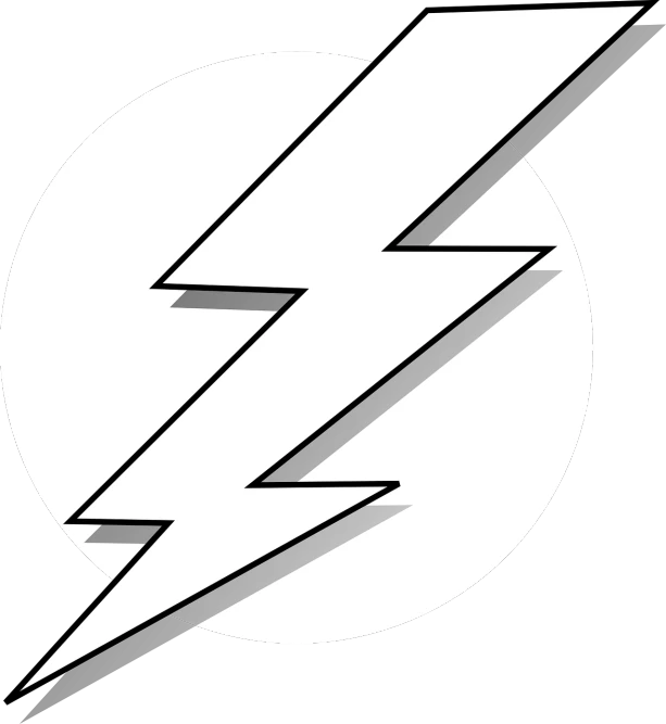 a white lightning bolt on a black background, bauhaus, superhero, coloring book page, artists rendition, black metal band logo