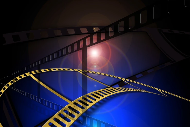 a close up of a film strip with a sun in the background, by Wayne England, pixabay, video art, blue rays from tv, police tape, footage of a theater stage, vector illustration