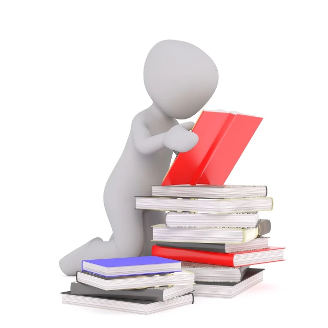 a person sitting on top of a pile of books, a picture, 3 d, studying, clean photo, teaching