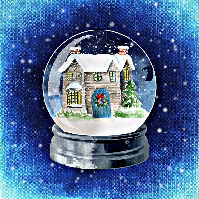 a snow globe with a house inside of it, an illustration of, by Elaine Hamilton, a beautiful artwork illustration, vignette illustration, high detail illustration, -h 1024