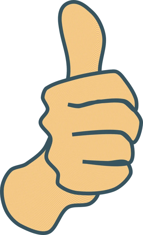 a hand giving a thumbs up sign, by Andrei Kolkoutine, pixabay, mingei, cel-shaded:17, long chin, gooey, profile picture 1024px