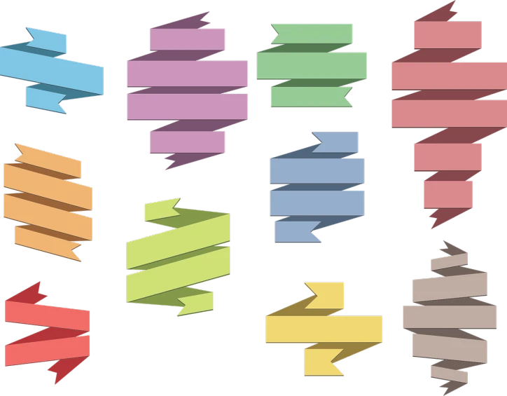 a bunch of different colored arrows on a black background, a diagram, shutterstock, wide ribbons, stacked image, banners, clipart