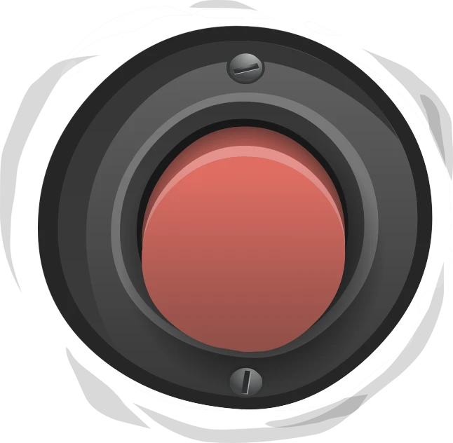 a close up of a red button on a black background, a digital rendering, by John Button, wikihow illustration, cone, [ horror game ], portal 3