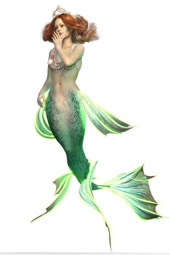 a woman in a mermaid costume is talking on a cell phone, a raytraced image, zbrush central contest winner, art deco, -h 1024, bottom up green lighting, stunning 3d render of a fairy, fish tail