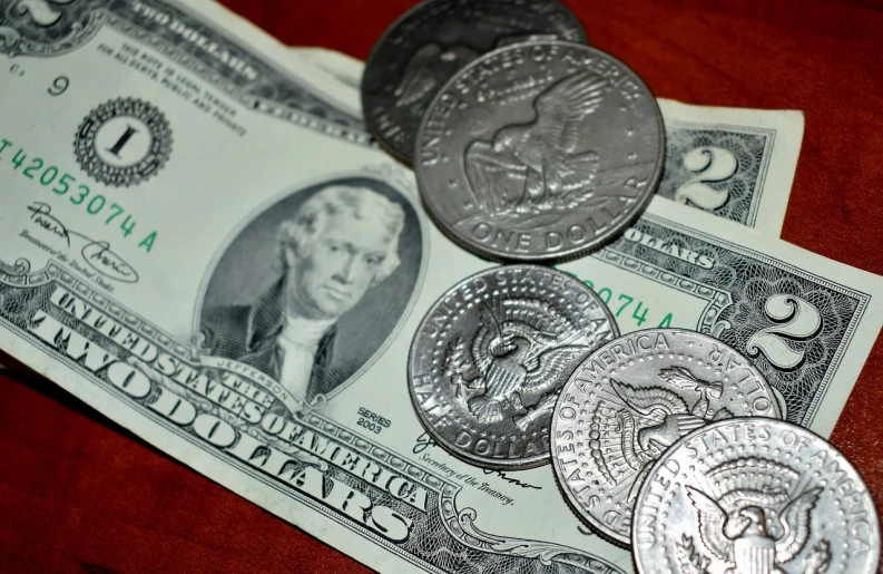 a pile of money sitting on top of a wooden table, a portrait, by Tom Carapic, pixabay, renaissance, silver, usa-sep 20, waist up portrait, stock photo