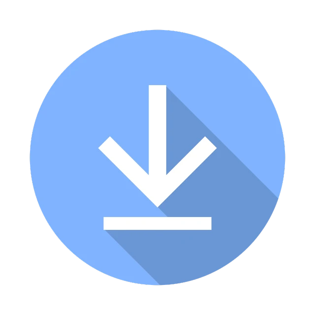 a blue button with a white arrow on it, a screenshot, pixabay, superflat, arms down, view from below, vertically flat head, material design