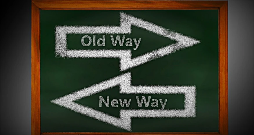 a chalk drawing of two arrows pointing in opposite directions, a photo, by Pamela Drew, trending on pixabay, new objectivity, old signs, before and after, a new, born this way