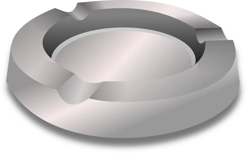 a metal ashtray on a white background, a raytraced image, trending on pixabay, process art, (bolts), thick lining, circle iris detailed structure, 3 - piece