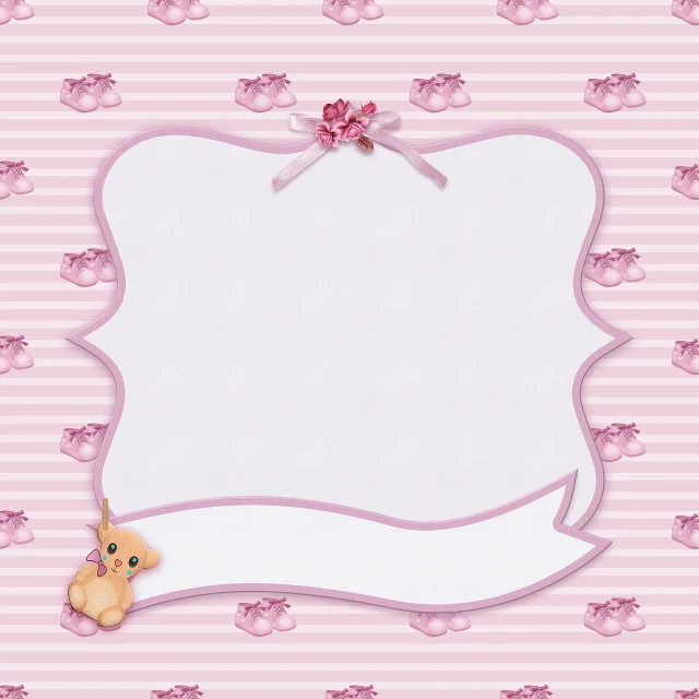 a picture frame with a teddy bear on a pink background, a digital rendering, scrapbook paper collage, cute cat photo, background is white and blank, けもの