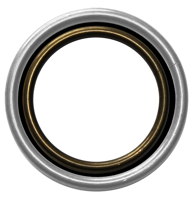 a close up of a metal ring on a white background, a picture, by Joseph Raphael, reddit, o'neill cylinder, gold trim, aluminum, carbon black and antique gold