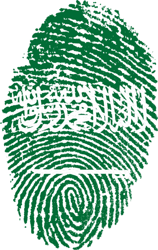 a fingerprint with the word saudi written on it, by Ibram Lassaw, flag, screen printed, the sigil of the mafia, header