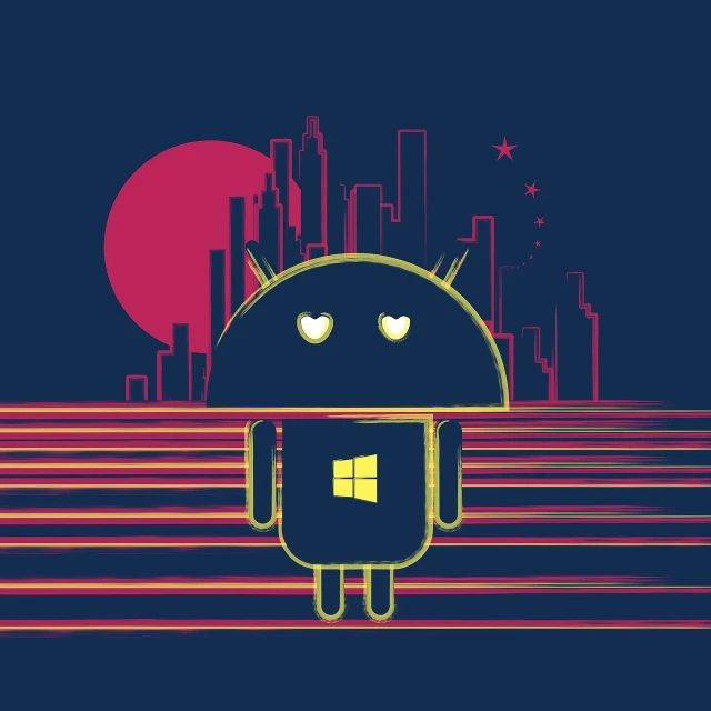 a close up of a cell phone with a city in the background, inspired by Android Jones, behance contest winner, hypermodernism, with glowing windows, robot icon, modern simplified vector art, miami. illustration