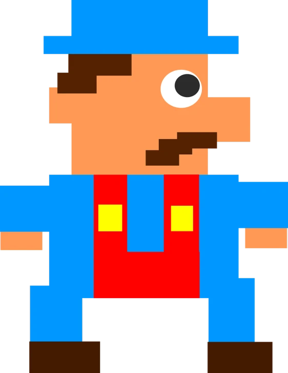 an image of a man in a hat and overalls, inspired by Mario Comensoli, pixel art, old charismatic mechanic, video game dunkey, edited, exploitable image