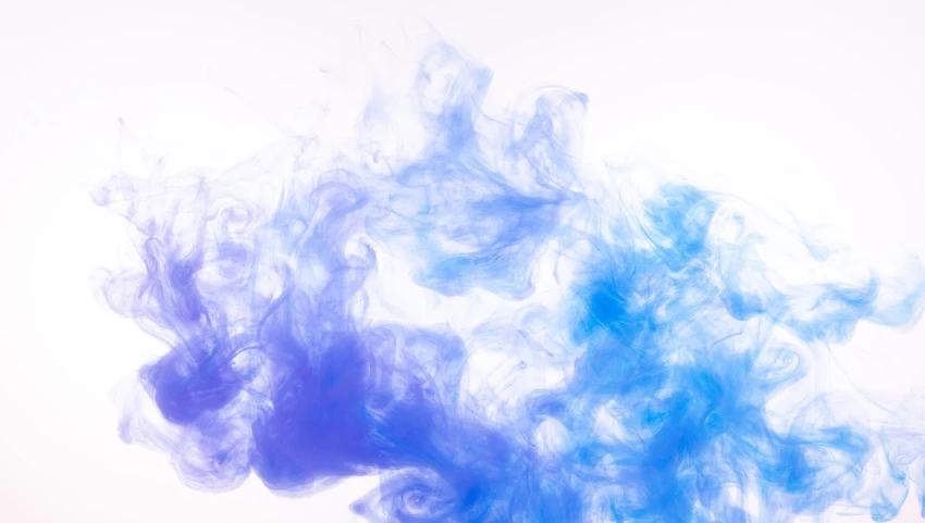 a close up of blue smoke on a white background, digital art, inspired by Yves Klein, pexels, background image, smoke grenades, blue and purple, water swirling