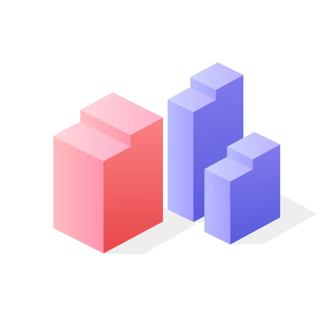 a couple of cubes sitting next to each other, a diagram, pixel art, vector graphics with clean lines, dribbble illustration, pastel vivid triad colors, solid massing