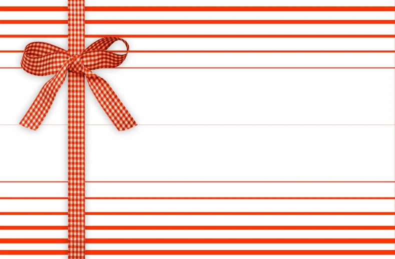 a red and white striped background with a bow, a digital rendering, karo, birthday, perfect lines, orange ribbons