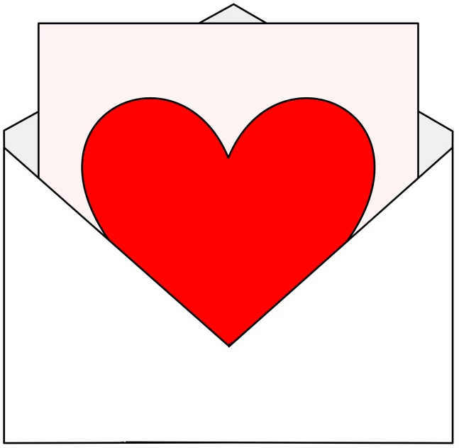 an open envelope with a red heart inside, pixabay, mail art, hanafuda, clean and simple design, high res photo, vector