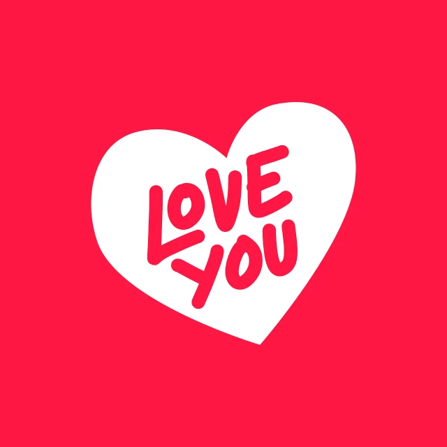a heart with the word love you written on it, simple red background, cartoon style illustration, ad image, red and white colors