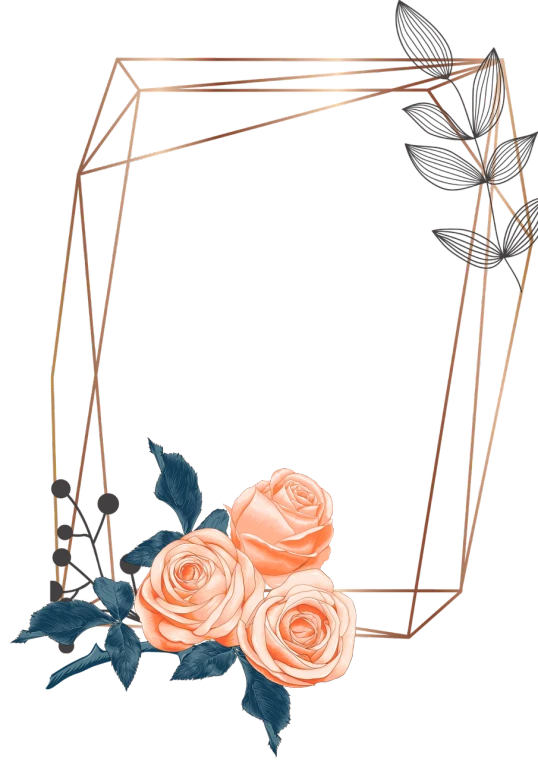 a gold frame with roses on a black background, digital art, tumblr, digital art, triangles in background, orange flowers, background image, smooth in _ the background