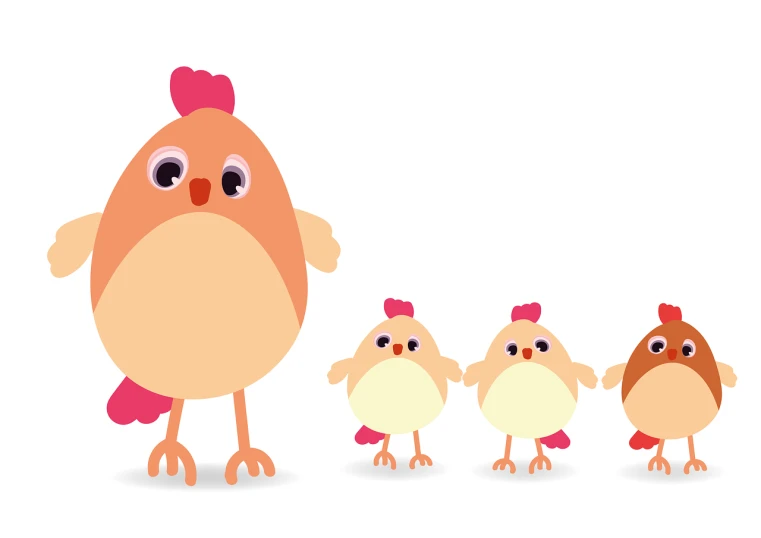 a group of birds standing next to each other, an illustration of, trending on pixabay, anthropomorphized chicken, vector design, pregnancy, upward shot