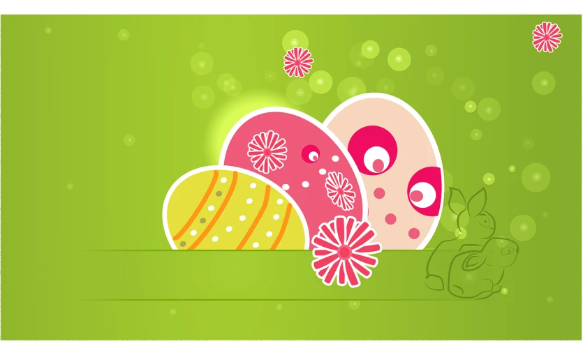 a group of decorated easter eggs on a green background, vector art, by Ei-Q, flickr, digital art, iphone screenshot, a beautiful artwork illustration, sticker design vector, cartoon style illustration