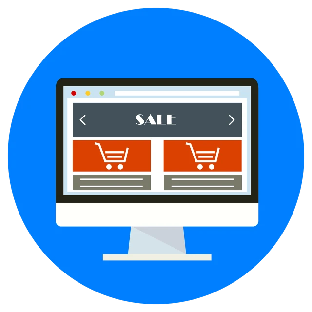 a computer screen with a sale sign on it, pixabay, shopping cart icon, circular, full image, listing image