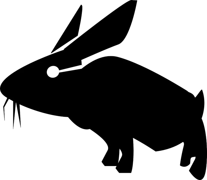 a black and white silhouette of a rabbit, trending on pixabay, conceptual art, axolotl creature, vehicle, long snout, kabuto