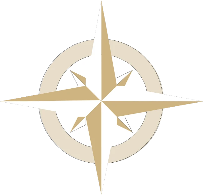 a gold and white compass symbol on a black background, modernism, ( land ), simple yet detailed, on a pale background, naval background