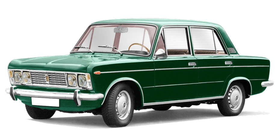 a green car parked on the side of the road, a digital rendering, by Eugeniusz Zak, trending on pixabay, fine art, russian lada car, transparent background, vintage - w 1 0 2 4, alfa romeo giulia