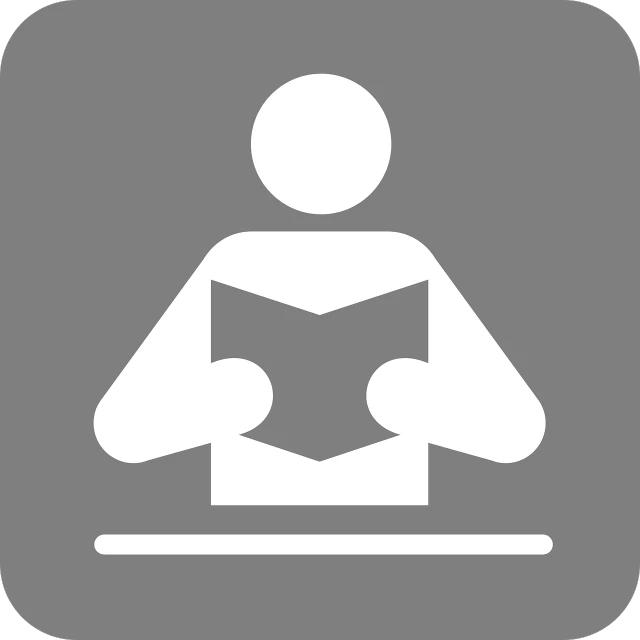 a person holding a book in their hands, inspired by Masamitsu Ōta, pixabay, figuration libre, ios app icon, gray anthropomorphic, lorem ipsum dolor sit amet, reading engineering book