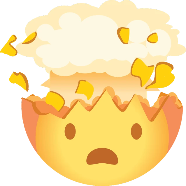 a close up of a face with a cloud on top of it, concept art, inspired by Heinz Anger, reddit, mingei, head is an egg, with an explosion on the back, ios emoji, ( ( ( ( ( bomb