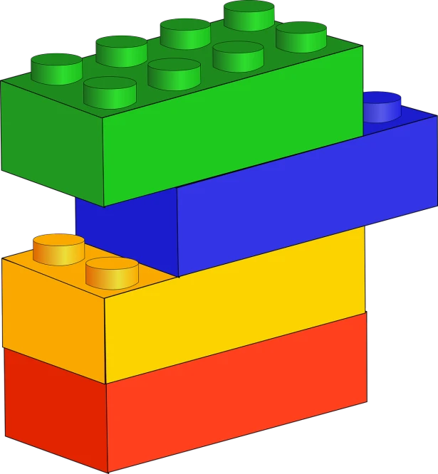 a stack of lego blocks sitting on top of each other, a raytraced image, color vector, colored lineart, toy photo