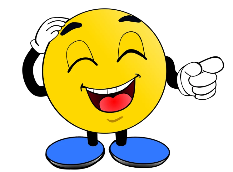 a yellow smiley face giving a thumbs up, a cartoon, pixabay, mingei, laughing man, elegant smiling pose, sing for the laughter, pacman