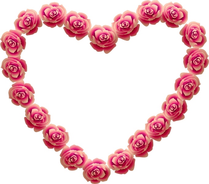 a heart made of pink roses on a black background, a digital rendering, by Susan Heidi, pixabay, flower frame, 👰 🏇 ❌ 🍃, very cute, amber