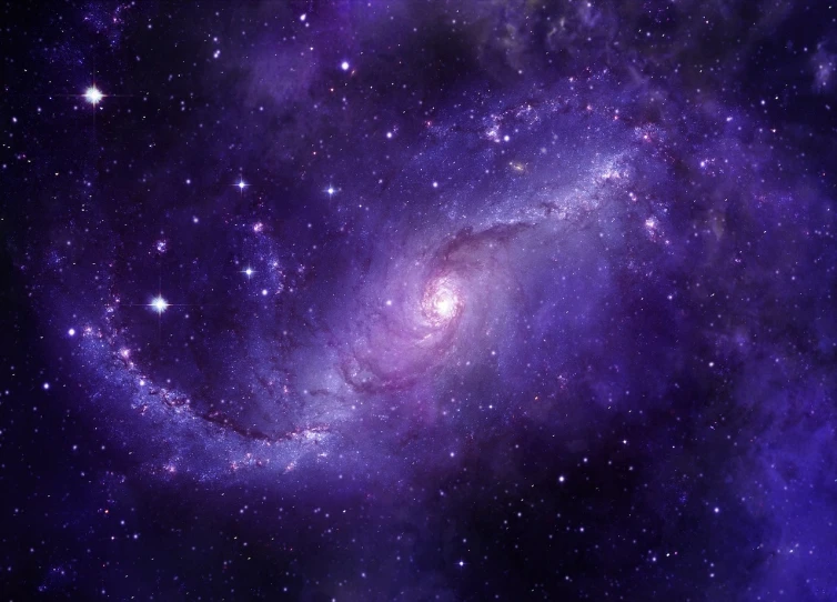 a spiral galaxy with stars in the background, space art, purplish space in background, 1024x1024, massive galaxy, heavenly