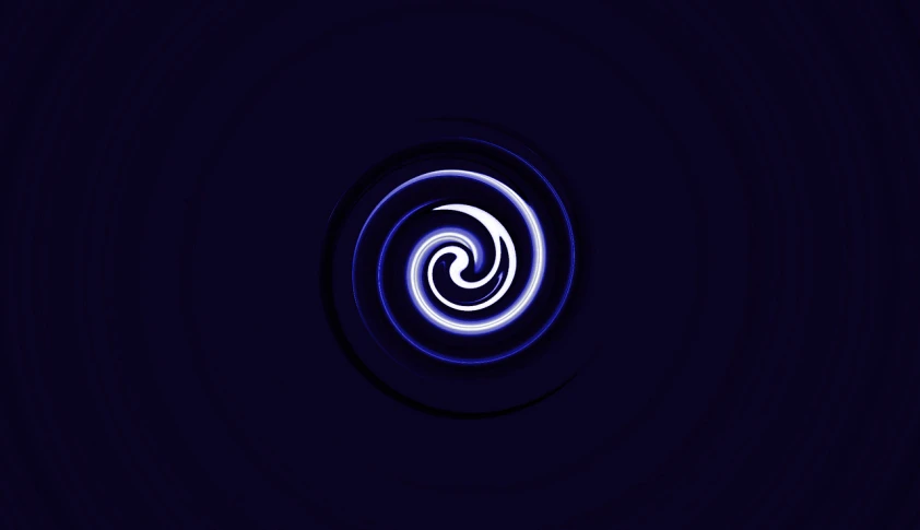 a blue spiral in the middle of a black background, digital art, indigo background, on simple background, motion photo, carved from sapphire stone