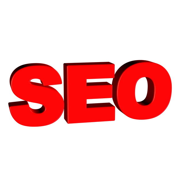 a red seo word on a black background, for hire 3d artist, avatar for website, albuquerque, you can see in the picture