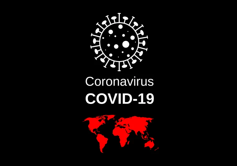 a black background with a map of the world and the words coronavirus covidid 19, an illustration of, shutterstock, 1 6 x 1 6, pictogram, conept art, 💣 💥
