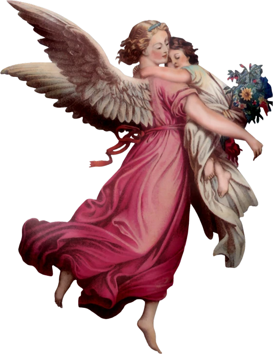 a painting of an angel holding a child, inspired by Evelyn De Morgan, flickr, renaissance, 1 8 th century spring ornaments, baroque vaporwave statue, adelaide labille - guiard, restored color