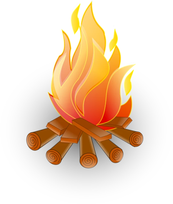 an image of a campfire on a white background, an illustration of, figuration libre, looking hot, on a gray background, illustration, wooden