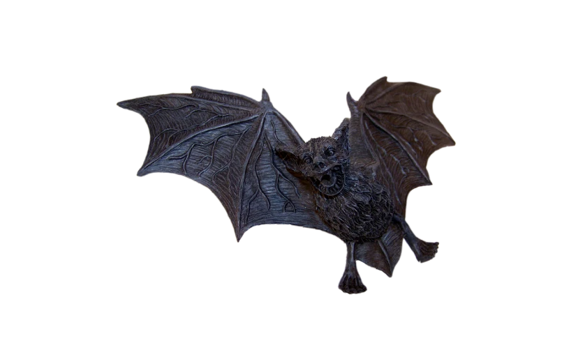 a close up of a bat flying through the air, by Carol Sutton, featured on zbrush central, art deco, highly detailed texture render, highly detailed sculpture, top - down view, 16th century