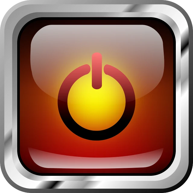 a close up of a button on a white background, a digital rendering, red power, clipart icon, amber, dark setting