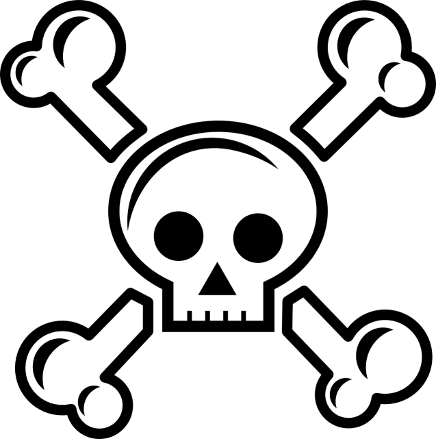 a skull and crossbones on a black background, inspired by Pedro Álvarez Castelló, pixabay, !!! very coherent!!! vector art, bar, screw, :3