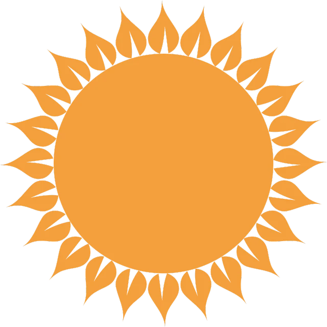 an orange sun on a black background, vector art, pixabay, art nouveau, circular shape, sunflower, one on each side, flag