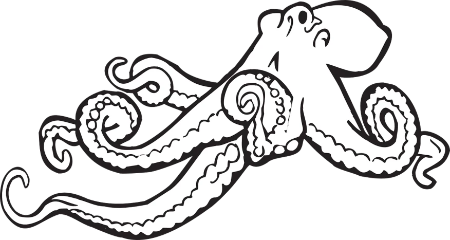 a black and white picture of an octopus, a cartoon, by Matt Stewart, pixabay, vector art for cnc plasma, looming creature with a long, insignia, seen from the side