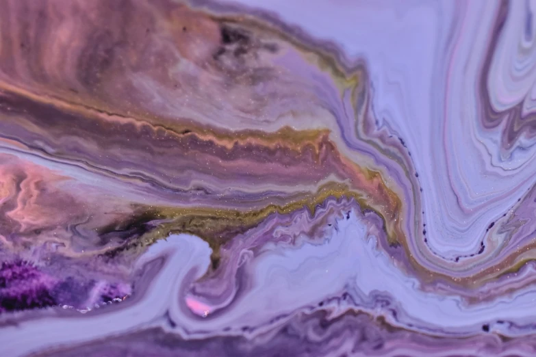 a close up of a liquid substance on a surface, by Nándor Katona, unsplash, metaphysical painting, lavender blush, resin and clay art, background is an alien galaxy, infused with aurora borealis